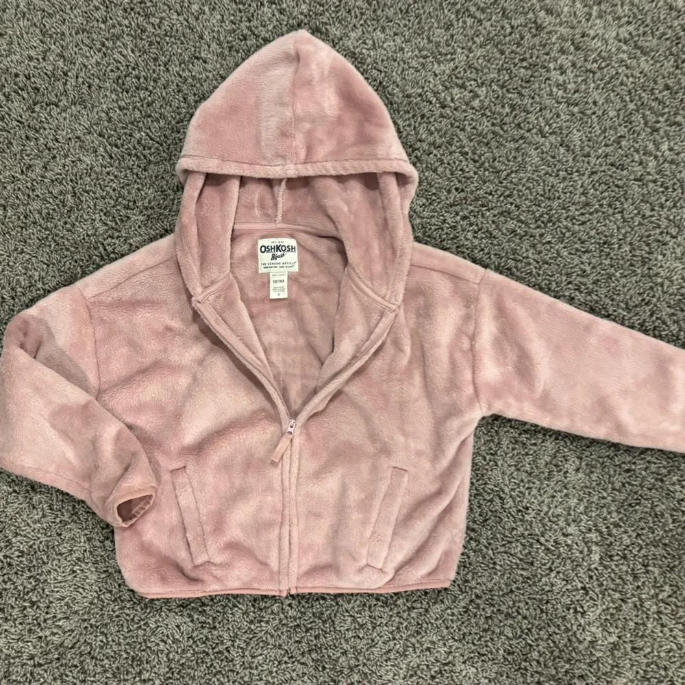 Girls OshKosh B'gosh light pink Blush Fleece zip up hoodie, size 10